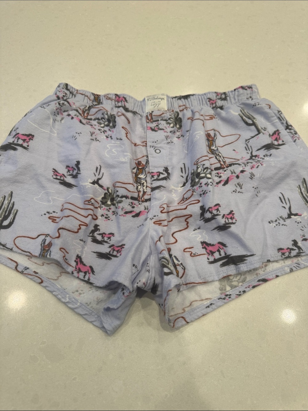 PJ Salvage Light Purple Desert Print Cotton Lounge Shorts